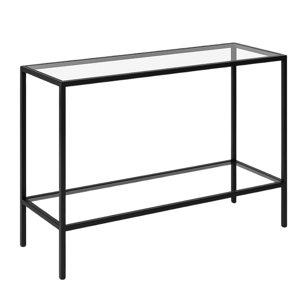Crystalline Glass Console Table - Minimalist Black Frame for Modern Living
