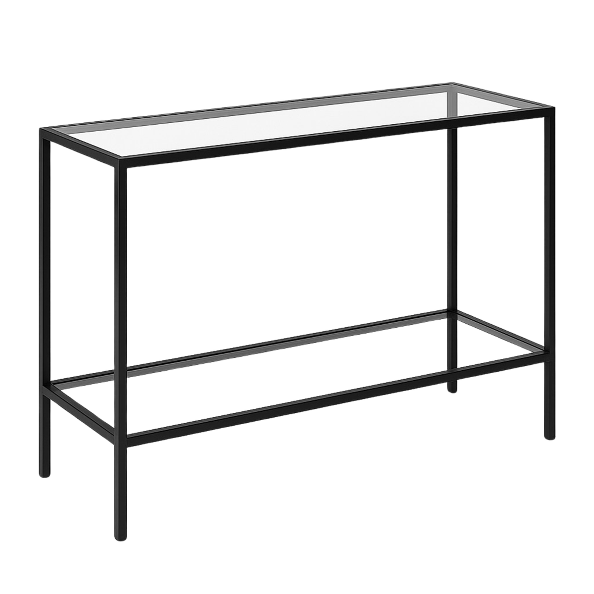 Crystalline Glass Console Table - Minimalist Black Frame for Modern Living