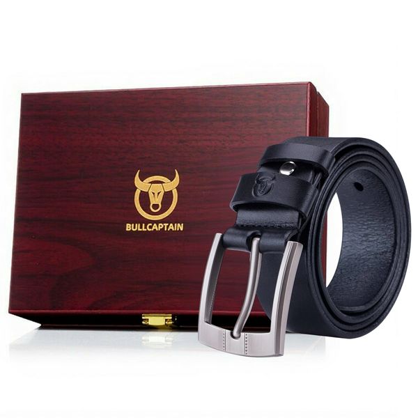 Bullcaptain Sterling Genuine Leather Adjustable Men's Pin Buckle Belt Brown