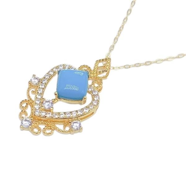 Unique Design Heart Shaped Turquoise Sterling Silver Pendant