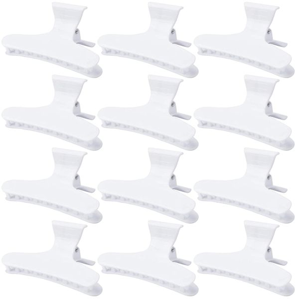 White Hair Jaw Butterfly Clips/Hair Sectioning Clips - 12 Piece