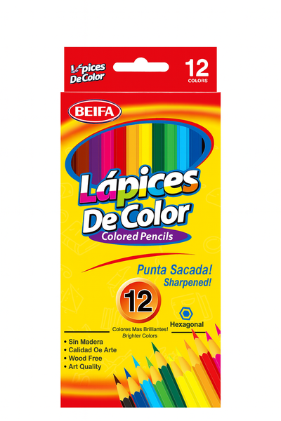 Beifa 12pc Coloured Pencils - Pre-Sharpened - Drawing &amp; Colouring Set