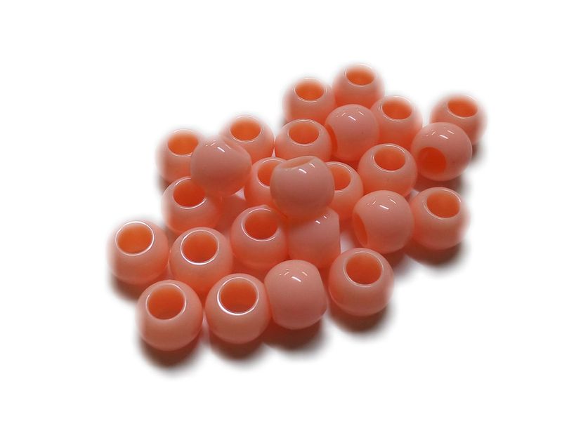 BEAD COOL - Plastic Bead Big Hole - Coral - 70pcs (Dia 20mm with 9mm hole)