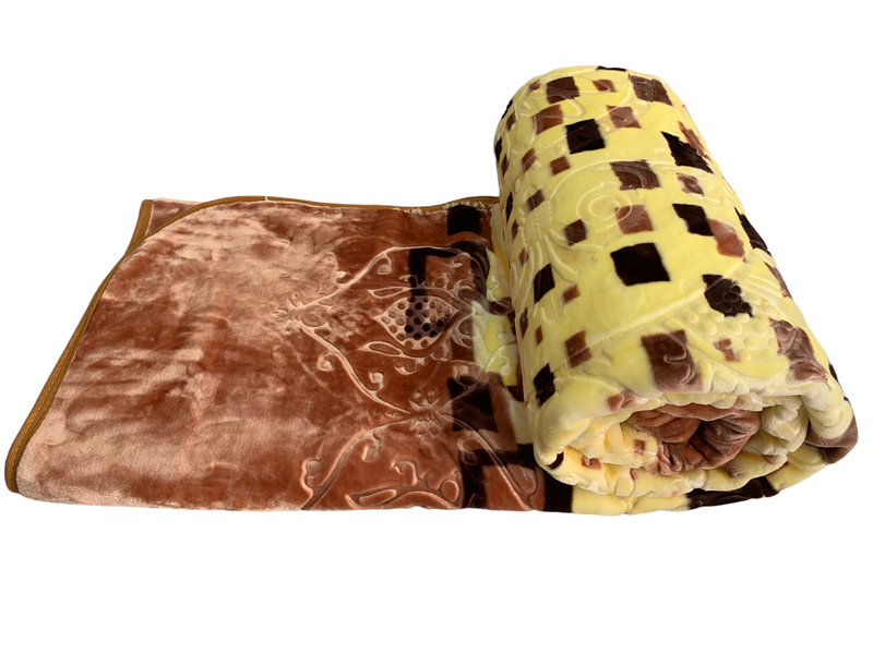 Azaz High Quality Reversible Blanket Brown with Yellow Base 3kg