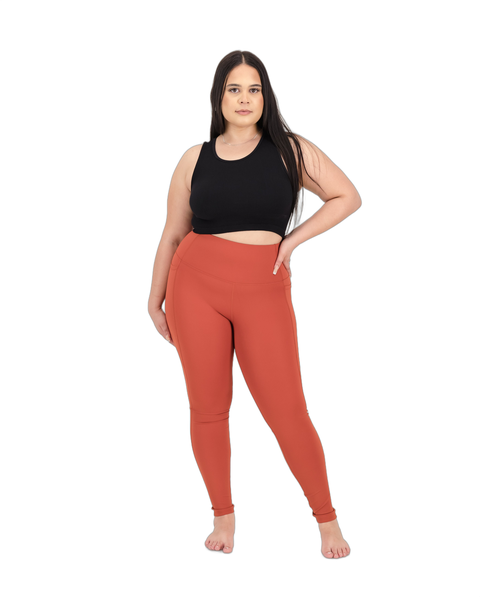 4-Way Stretch Leggings With Pockets Burnt-Orange by Soul Lifestyle, Comfort