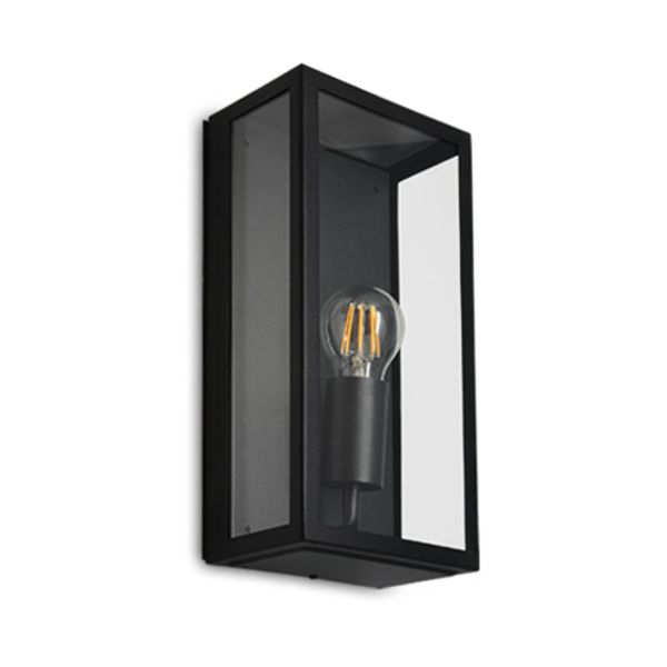 Spazio Rubik Tempered Clear Glass Outdoor Wall Light - Black