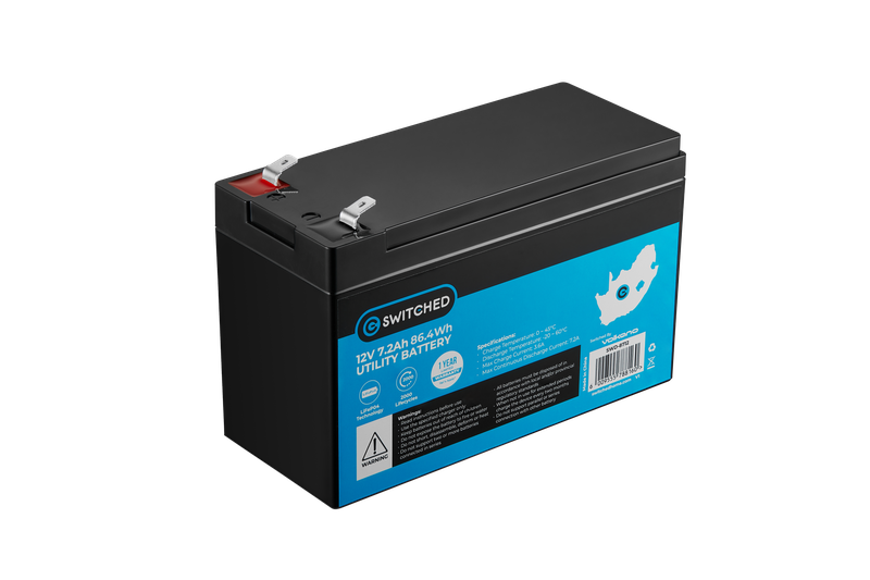 SWITCHED LifePo4 Gate Motor / Alarm Battery - Black