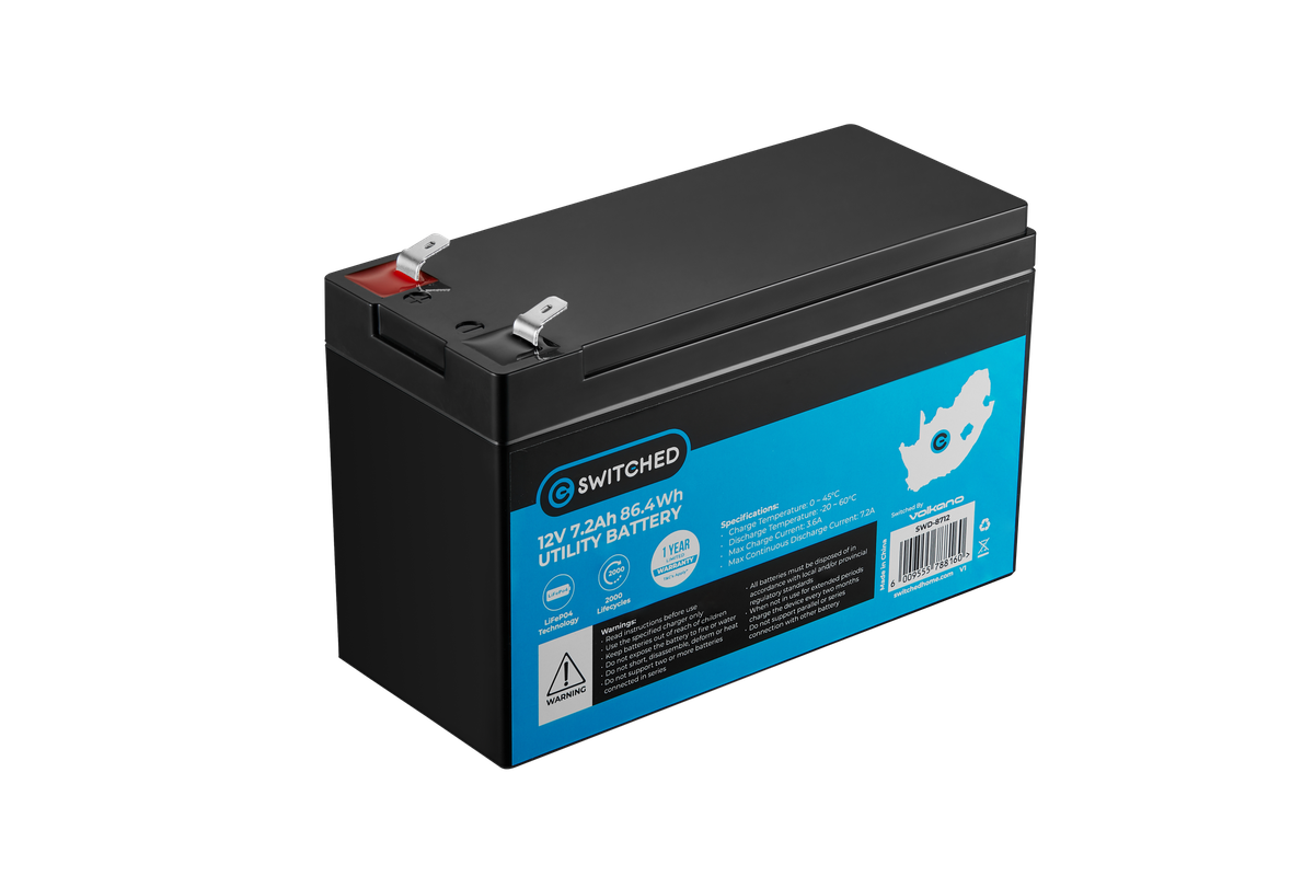 SWITCHED LifePo4 Gate Motor / Alarm Battery - Black