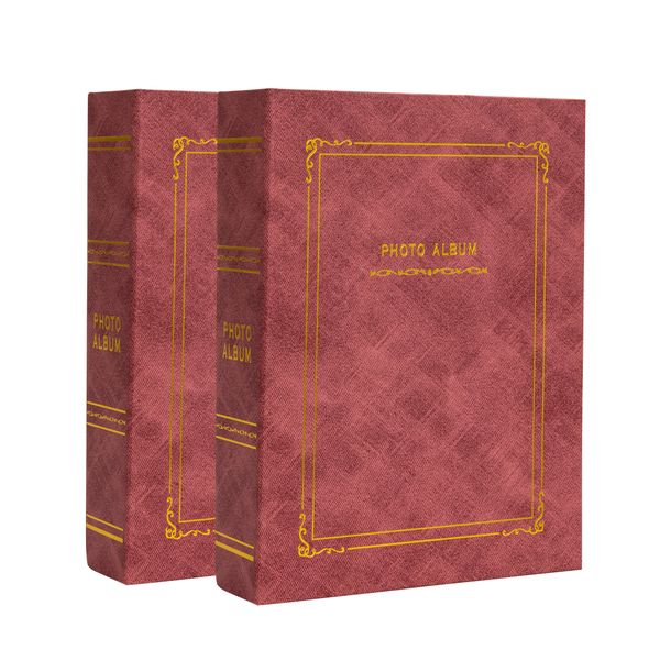 2Pcs Photo Albums Set 4x6 Bi-Directional Family Photo Album for 200 Photos