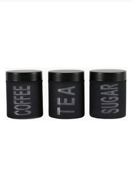 Frosted Glass Canisters, Set of 3 - Black