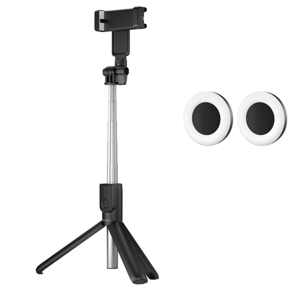 Bluetooth Pull Rod Selfie Stick &amp; Tripod with 2 Detachable Selfie Lights