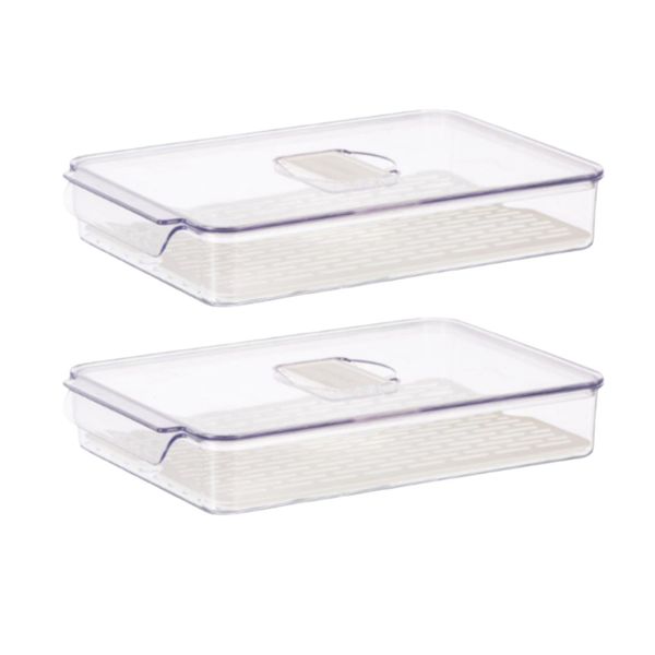 BPA FreeTransparent Stackable Refrigerator Food Storage Containers - 2 Pack