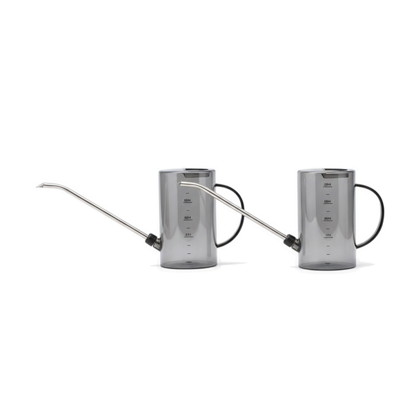 2 Pack Plastic Long-Mouth Watering Can - 1000ml - Transparent Grey