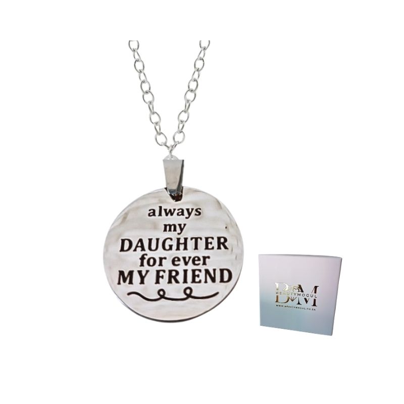 Always My Daughter Forever My Friend Heart Pendant Necklace In Stainless Steel