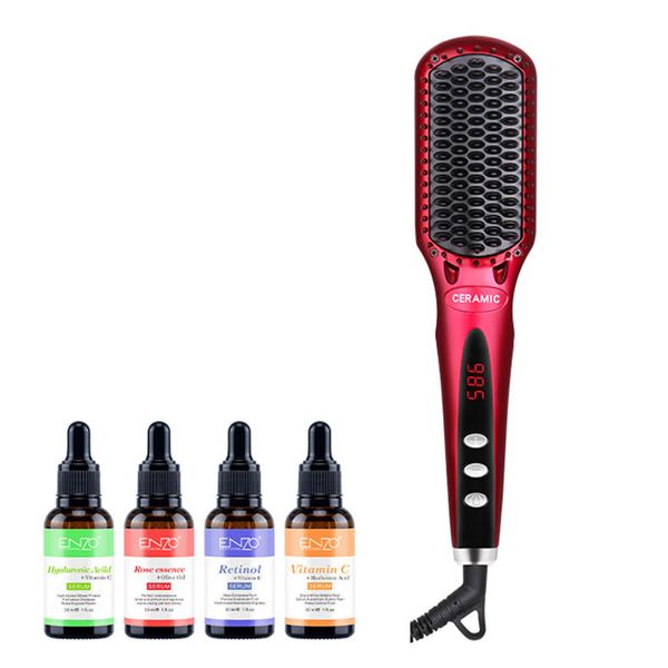 Enzo Red Professional Intelligent Hair Brush with 4pc Serum