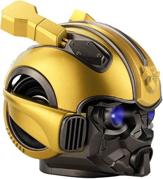 Bumblebee Helmet Wireless Bluetooth Speaker Dual Built In Blue Eyes