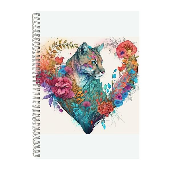 Cougar 5 Watercolor Heart Notebook Animal Gift Idea Notepad Pad 117