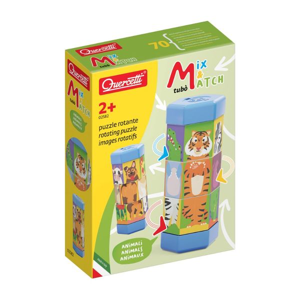 Quercetti - Mix &amp; Match Animals Rotating Puzzle for Toddlers