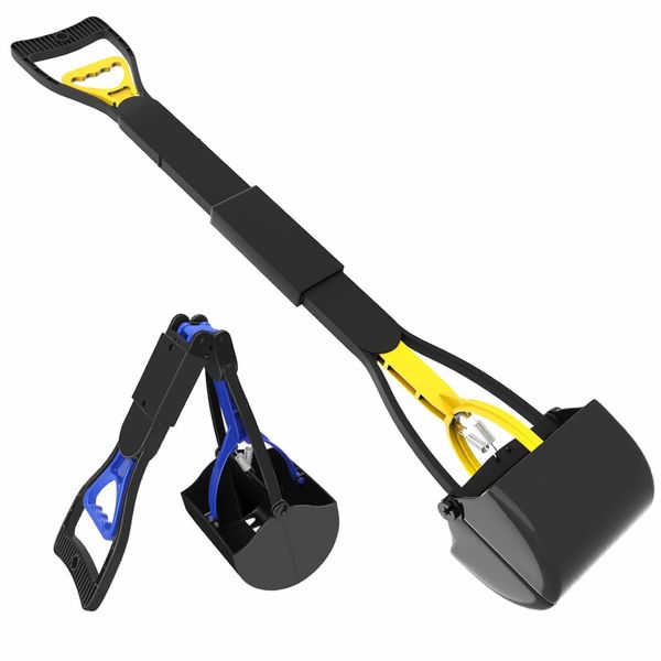 2 Pieces Pooper Scooper, Folding Dog Poop Scooper, Durable Spring 23.6inch