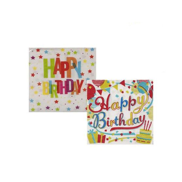 Serviettes - 2ply - 33cm - 20 Piece - Happy Birthday