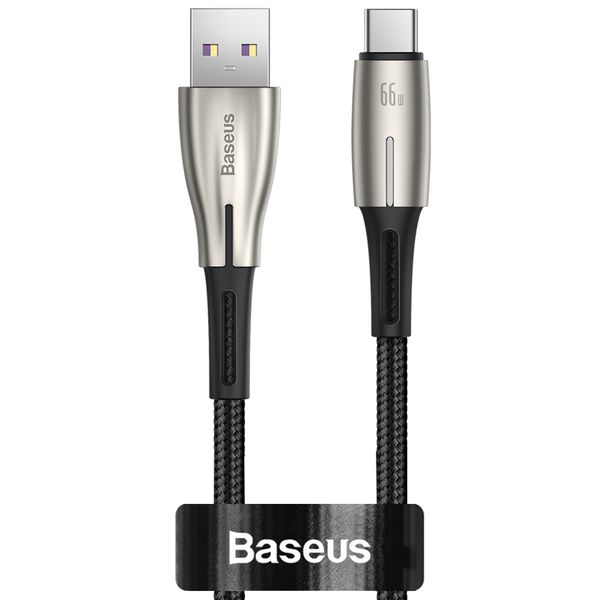 Baseus 66w Water Drop Indicator Usb Type-a to Usb Type-C Cable for Huawei - Black - 1 M