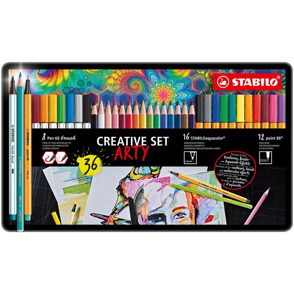 STABILO Arty Creative Set Asst Metal Box 36's