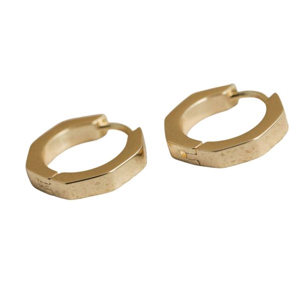 NuLuDa Jewellery- Hexagon Hoops Earrings - Gold Plated