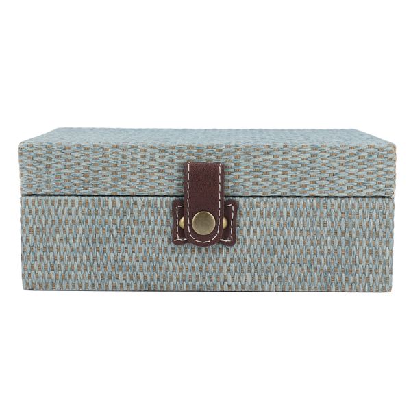 Misty Blue Wood Box - Flip-Open Jewelry Case