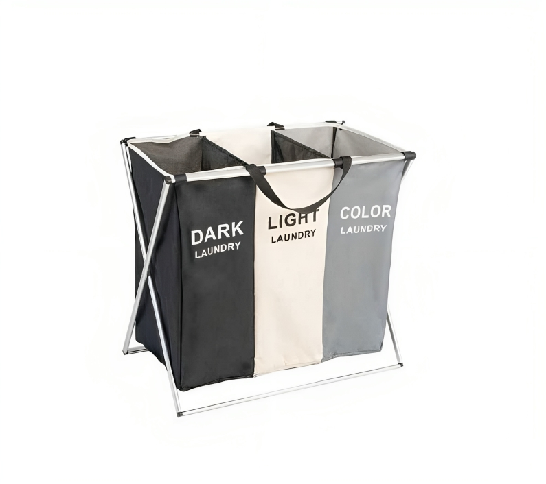 3 section laundry basket with lid