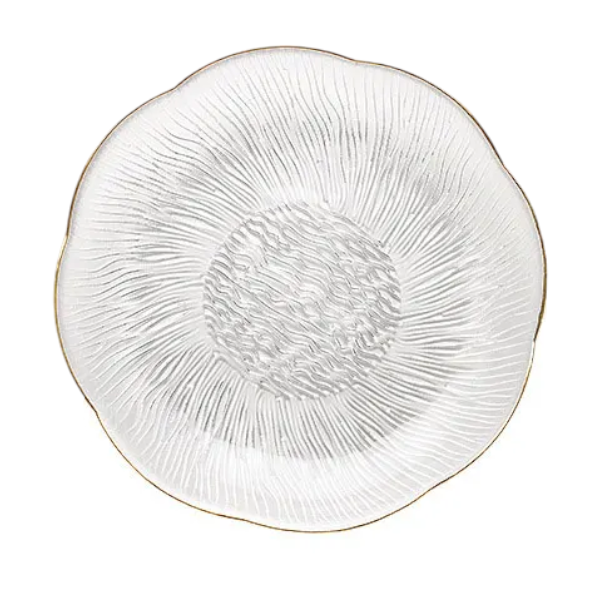 5Pcs Exquisite Floral Design Plastic Dessert Plate Set - Transparent