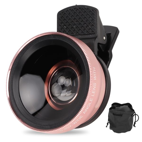 2 - in - 1 HD Phone Lens Clip - Wide Angle, Macro (Rose Gold)