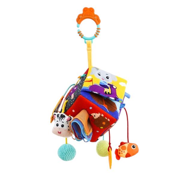 7-in-1 Montessori Baby Hanging Sensory Activity Toy - Pull String , Teether