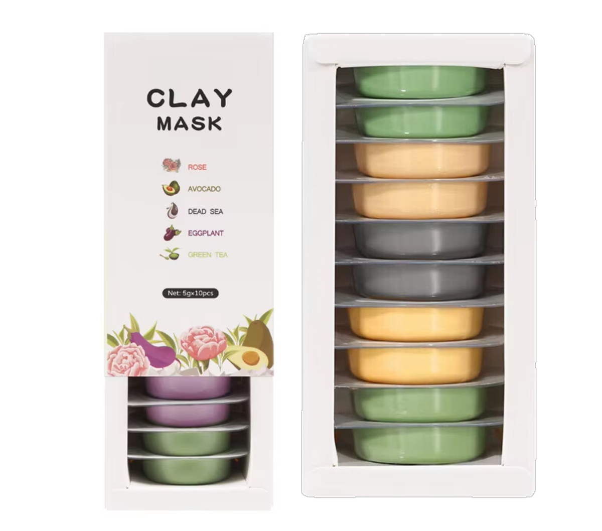 Rose Green Tea Avocado Dead Sea Eggplant Organic Facial Clay Mask