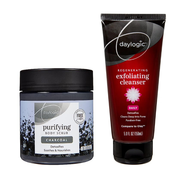 Daylogic Combo Pack - Exfoliating Face Cleanser and Charcoal Body Scrub