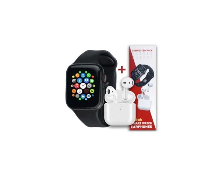1.8" Screen BT Heart Rate Support Smart Watch Set With Earphones