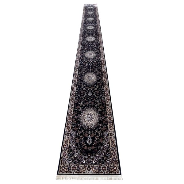 Royal Rugs - Premium Quality Navy Soft Floral Long Hallway Runner - 8m