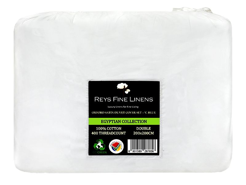 Rey's Fine Linen Egyptian Collection Oxford Satin Stitch Duvet Cover Set