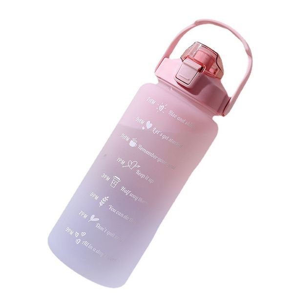 2L Gradient Color Water Bottle Plastic Water Cup Frosted Water Cup