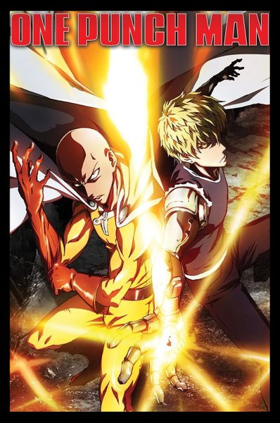 One Punch Man (Power Up) Poster with Black Frame