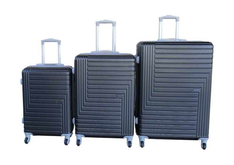 Durable Black ABS Luggage Set - Lightweight, Water Resistant, 3-Piece