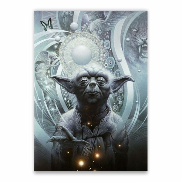 Yoda Grey And White Poster - A1