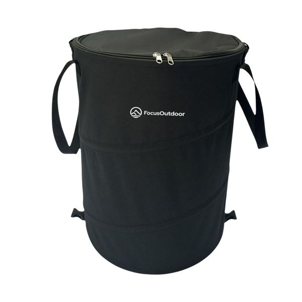 FocusOutdoor Pop-Up Folding Garbage Bin with Lid - 600D Oxford Cloth