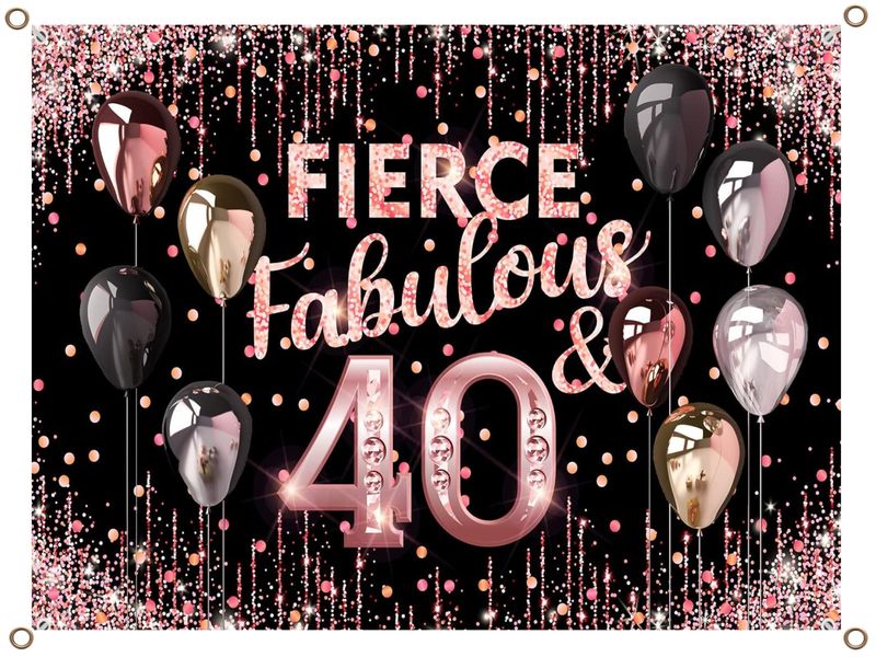Fierce and Fabulous 40 Banner PVC Pink and Black 1.3MX900MM