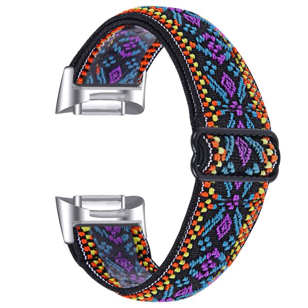 Nylon Strap Compatible with Fitbit charge 5/6-Aztec Purple Blue