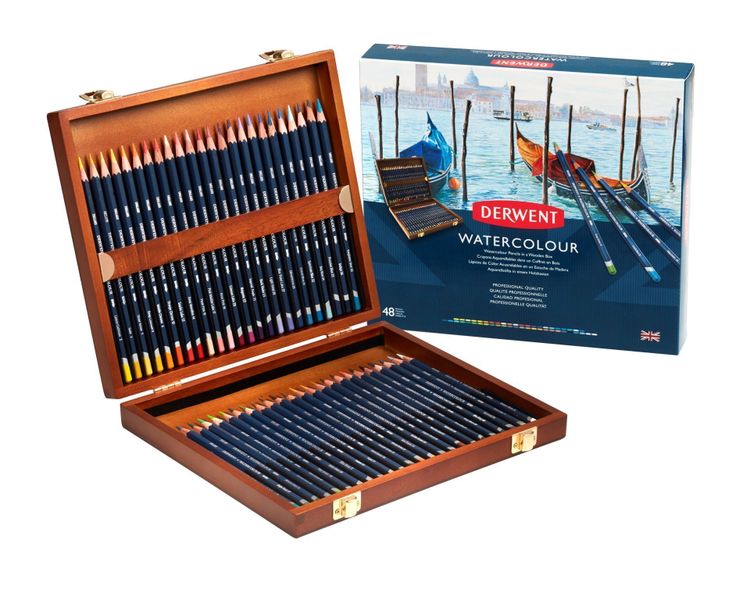 Derwent: Watercolour Wooden Box - 48 Colours