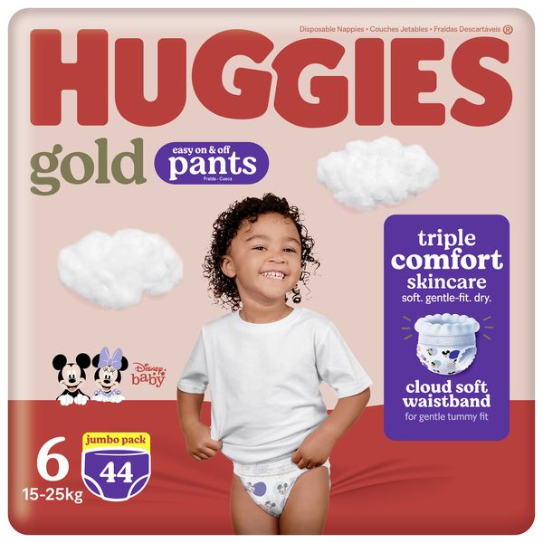 Huggies Gold Disposable Nappy Pants Size 6 Baby 44 Pants Jumbo Pack