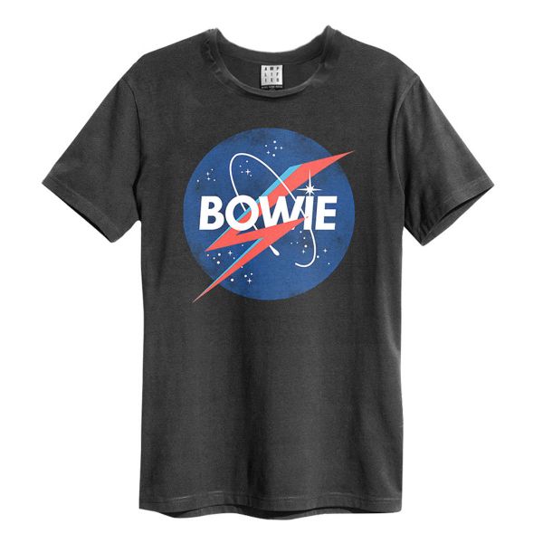 David Bowie - To The Moon Amplified Vintage Charcoal Large T Shirt