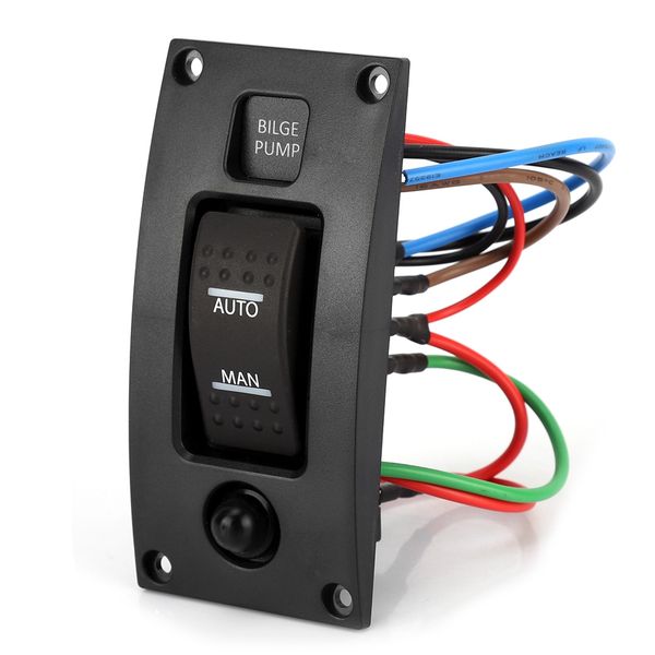 Deluxe Bilge Pump Switch Panel &amp; Circuit Breaker ON off ON LED Rocker
