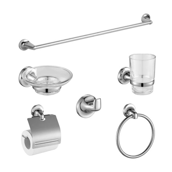 Bathroom Accessories, 6-Piece, Chrome Plated Zinc