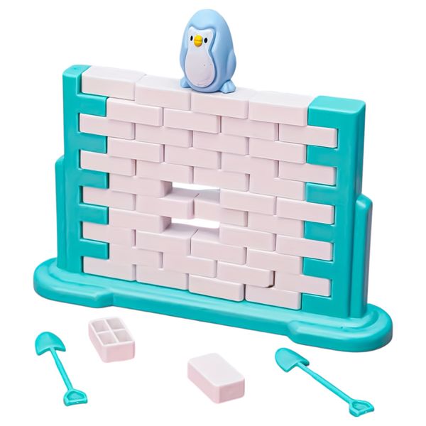 Penguin Pushing Building Bricks Game - Set of 48